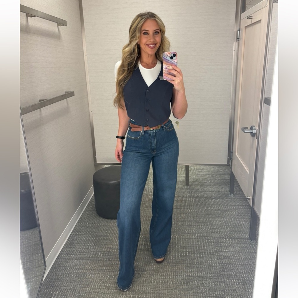Good American Dark Blue Flare Jeans